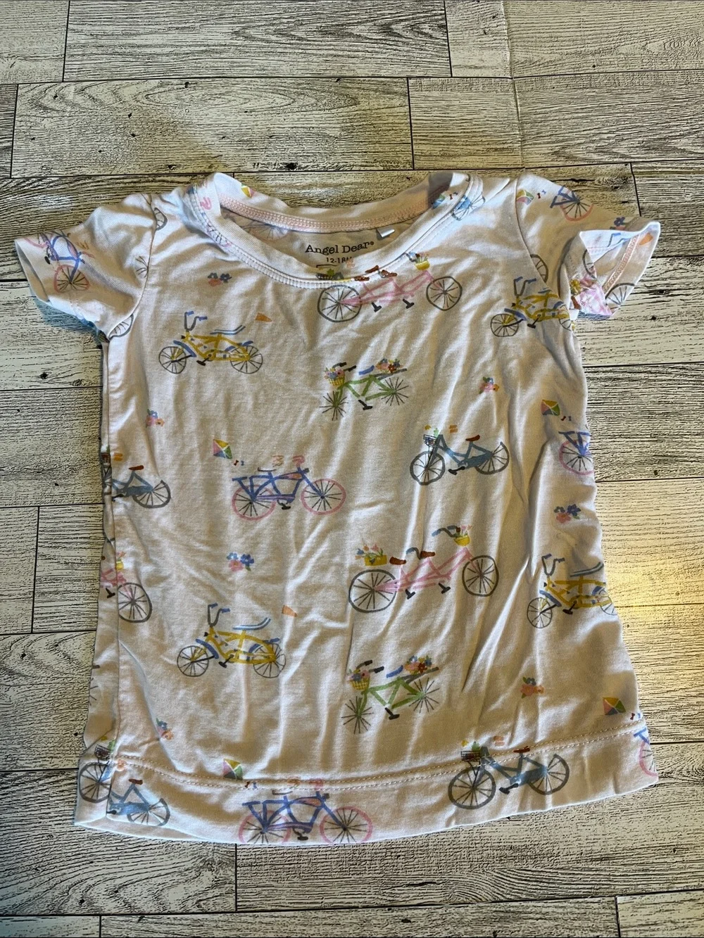 Angel Dear Bamboo Pink Bicycle Shortie Pajama Set Size 12-18 Months